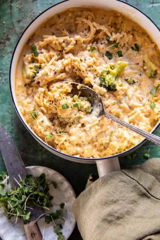 Cheesy Cream of Chicken Soup with Cheddar and Rice