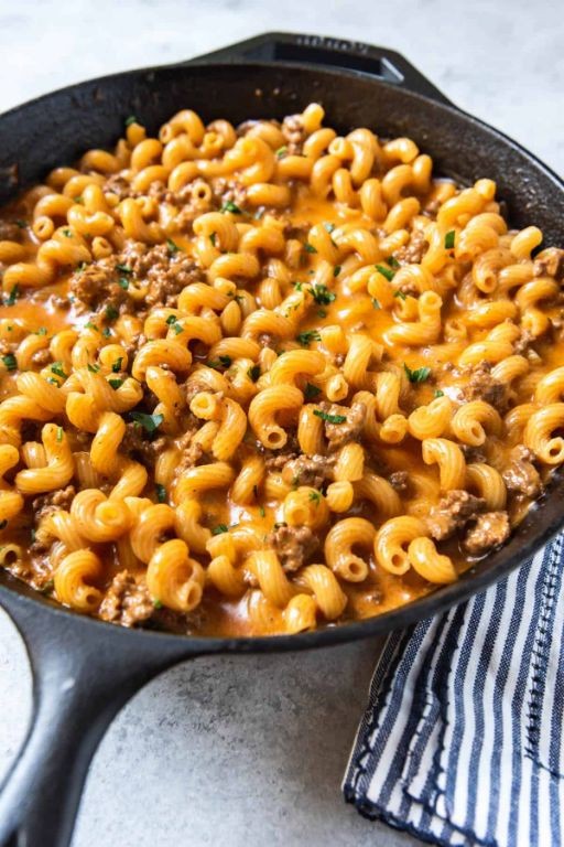 Cheesy Hamburger Skillet Pasta