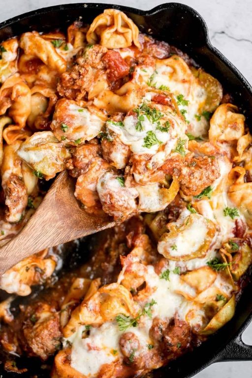 Cheesy Italian Sausage and Tortellini Casserole