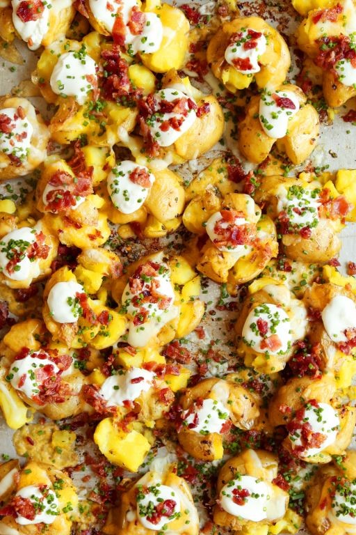 Cheesy Loaded Baby Potatoes with Bacon Bits