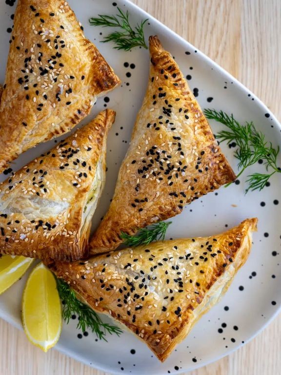 Cheesy Spinach and Feta Puff Pastry Breakfast Triangles