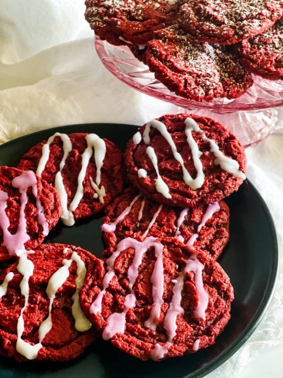Chewy Red Velvet Cookies with Cocoa Dusting