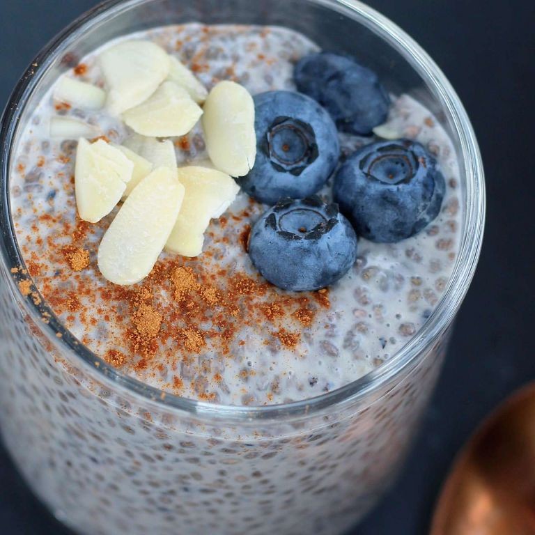 Chia Seed Pudding with Almond Milk and Berries