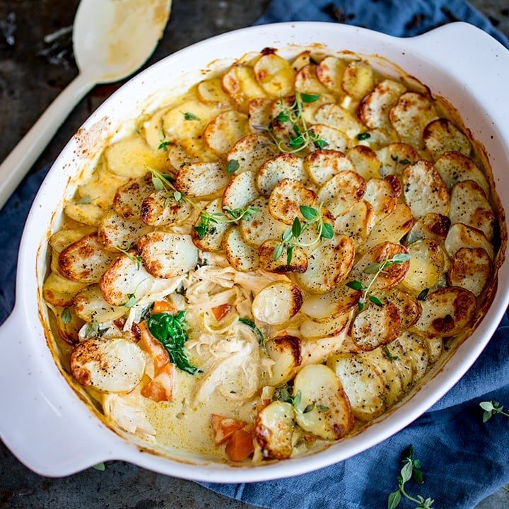 Chicken Breast and Potato Gratin with Sweet Onions
