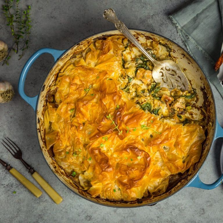 Chicken Breast and Potato Pie with Caramelized Onions