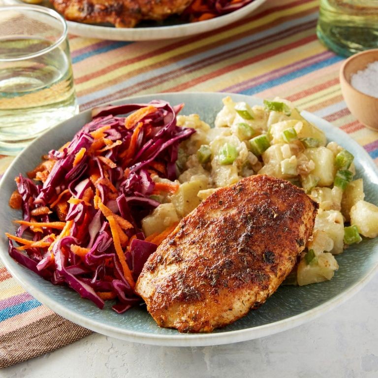 Chicken Breast and Potato Salad with Red Onions