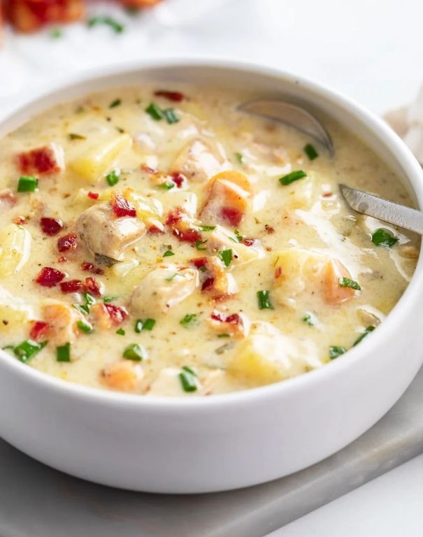 Chicken Breast and Potato Soup with Sweet Onions