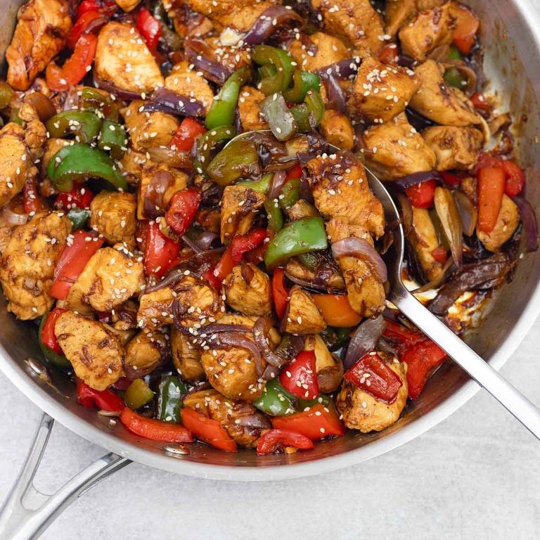 Chicken Breast and Potato Stir-Fry with Onions and Bell Peppers