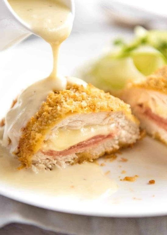 Chicken Breasts Cordon Bleu with Ham and Swiss