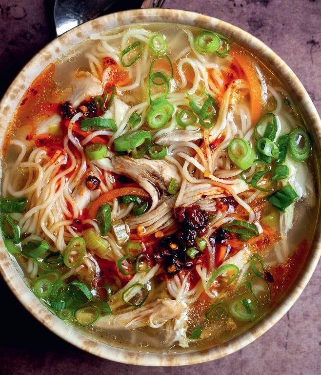Chicken Noodle Soup with Garlic and Ginger