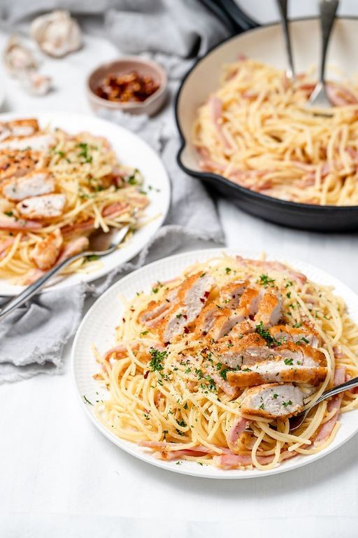 Chicken Parmesan Pasta Carbonara