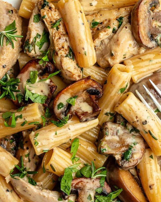 Chicken Parmesan Pasta with Mushroom Cream Sauce