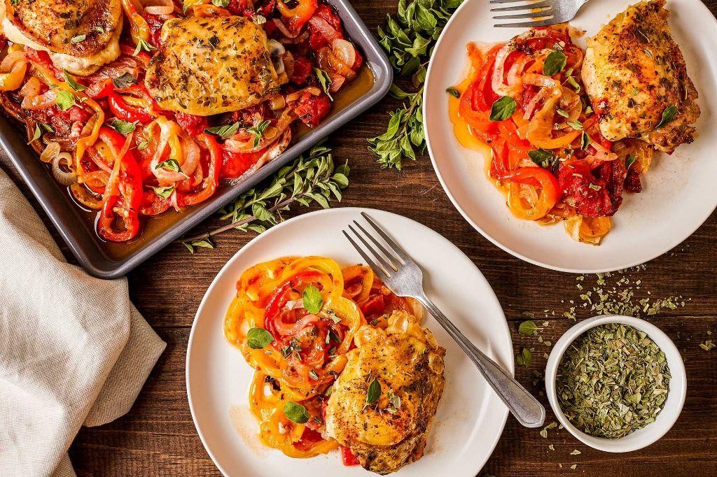 Chicken Thighs with Peppers and Onions
