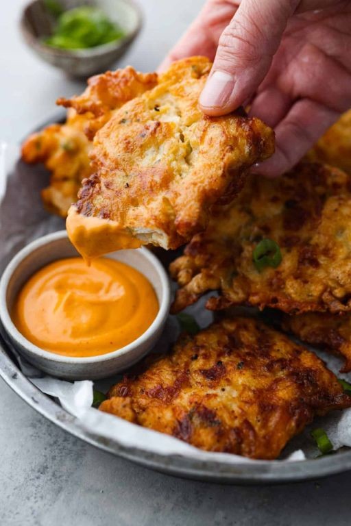 Chicken and Carrot Fritters with Dipping Sauce