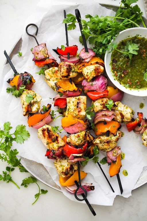 Chicken and Carrot Kebabs with Chimichurri