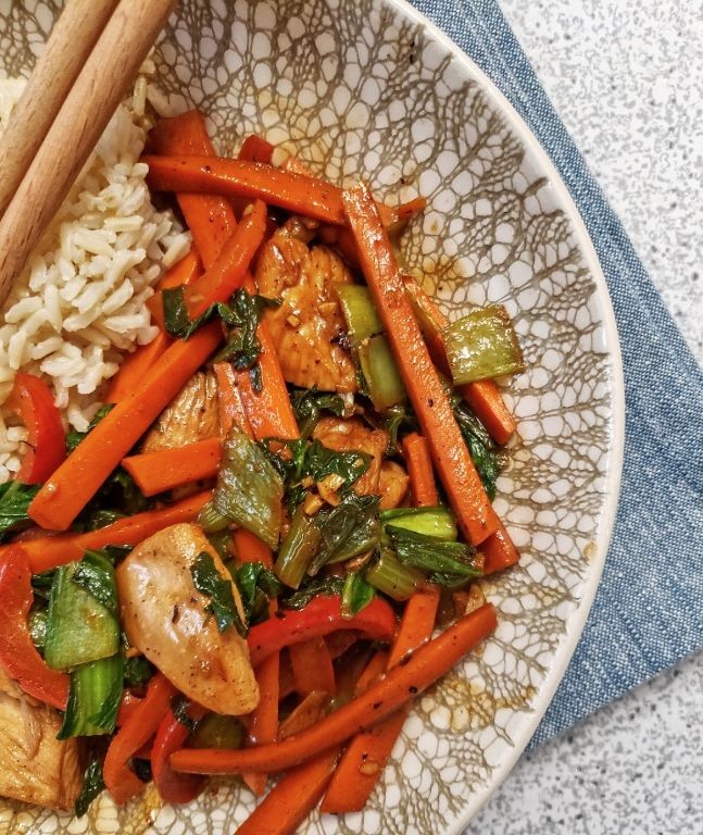 Chicken and Carrot Stir-Fry with Soy Sauce