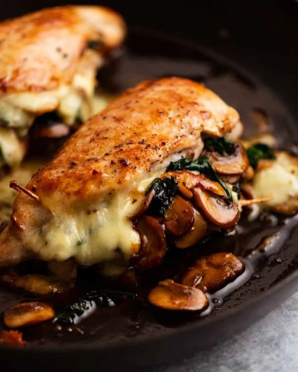 Chicken and Cheese Stuffed Mushrooms