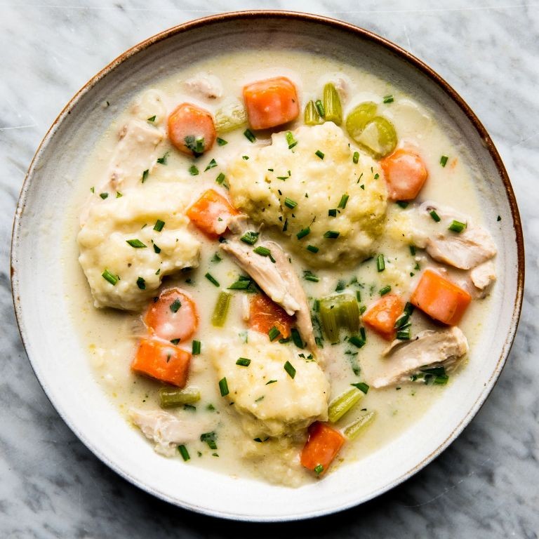 Chicken and Dumplings with Carrots and Celery