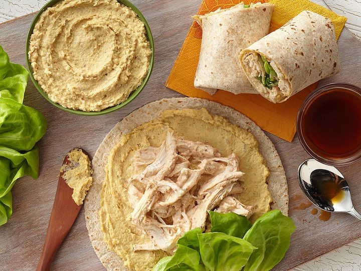 Chicken and Garbanzo Bean Hummus Wrap