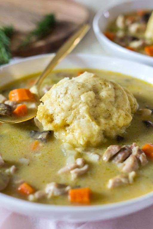 Chicken and Mushroom Soup with Dumplings
