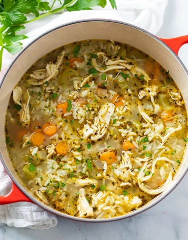 Chicken and Rice Soup with Soft Vegetables
