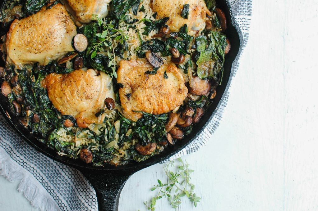 Chicken and Spinach Minute Rice Skillet