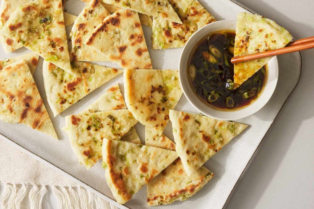 Chinese Scallion Pancakes with Soy Dipping Sauce