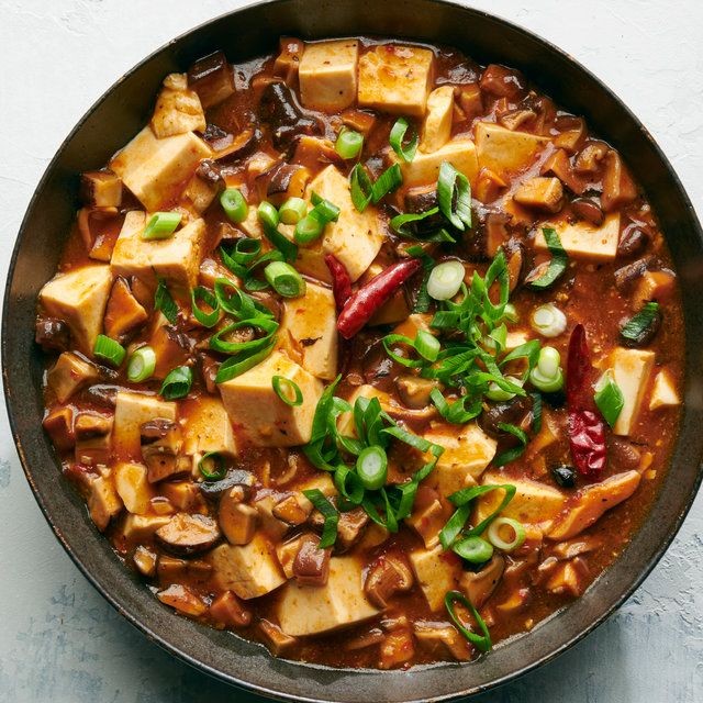 Chinese Vegan Mapo Tofu with Mushrooms