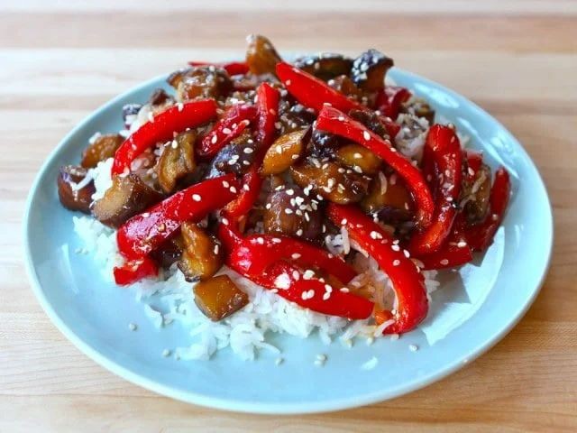 Chinese Vegan Sweet and Sour Eggplant