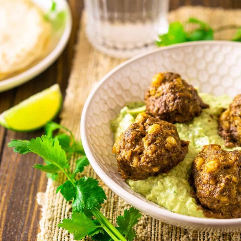 Chipotle Beef Meatballs with Avocado Crema