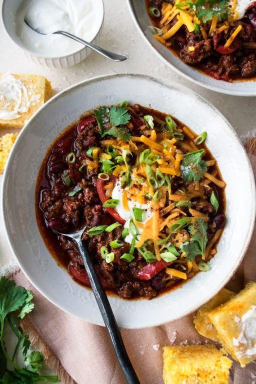 Chipotle Chicken Chili with Cornbread Crust
