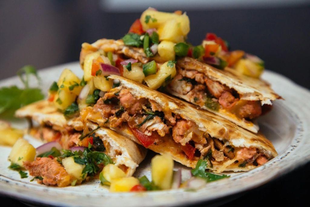 Chipotle Chicken Quesadillas with Pineapple Salsa
