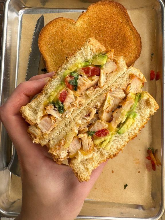 Chipotle Lime Rotisserie Chicken Sandwich with Avocado Crema