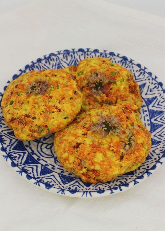 Chive Blossom and Cheddar Scones