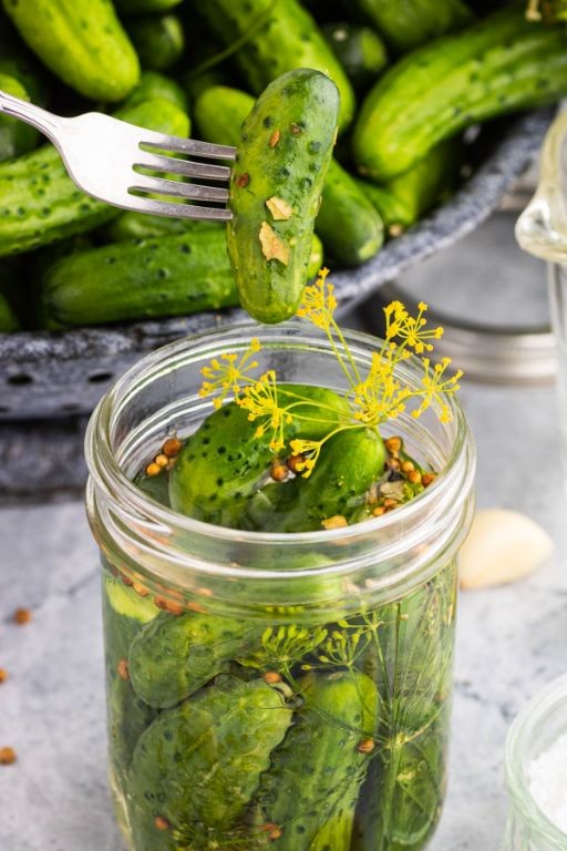 Chive Blossom and Dill Pickled Cucumbers