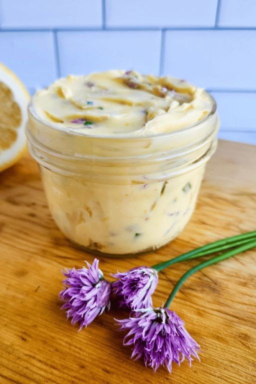 Chive Blossom and Garlic Butter Spread