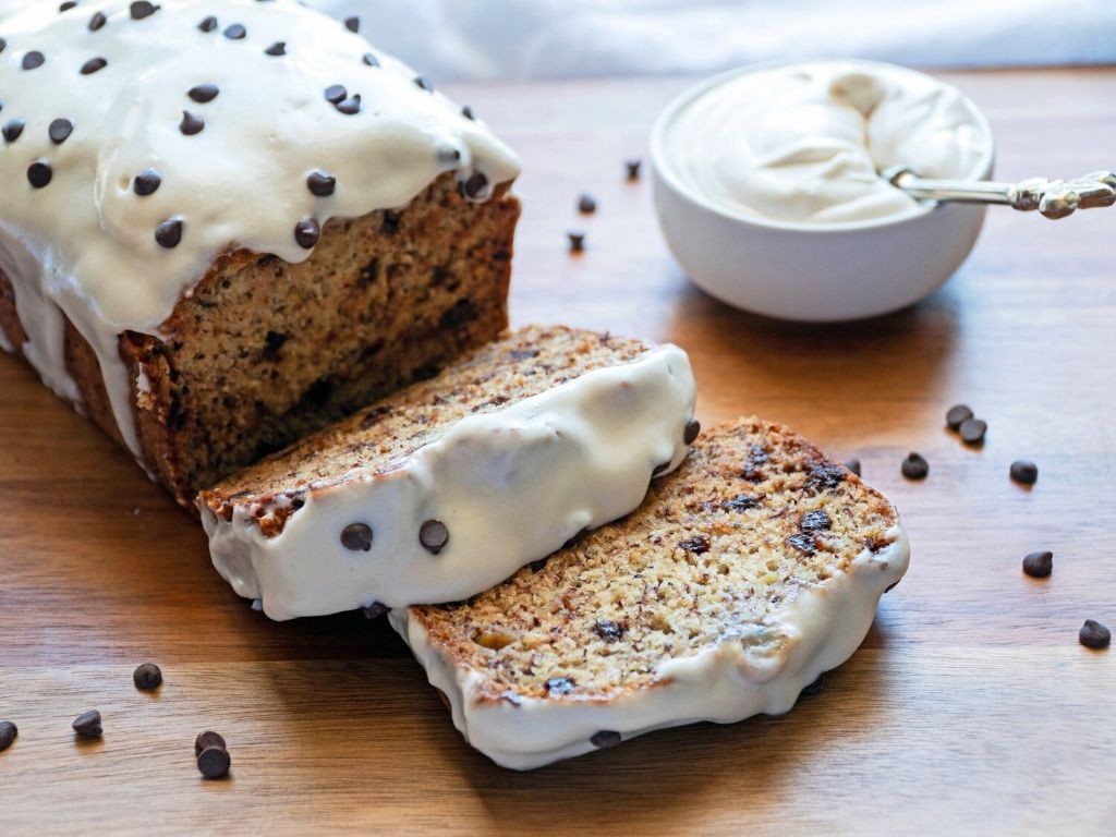 Chocolate Chip Banana Bread with Cream Cheese Frosting