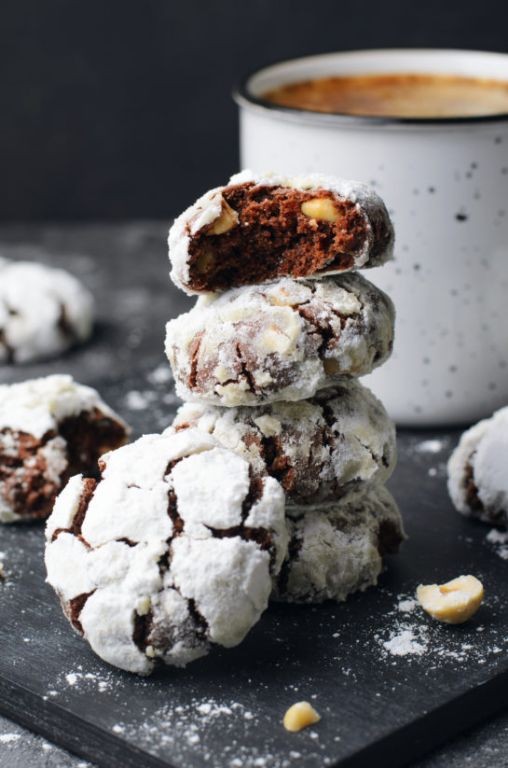 Chocolate Crackle Cookies with Hazelnuts