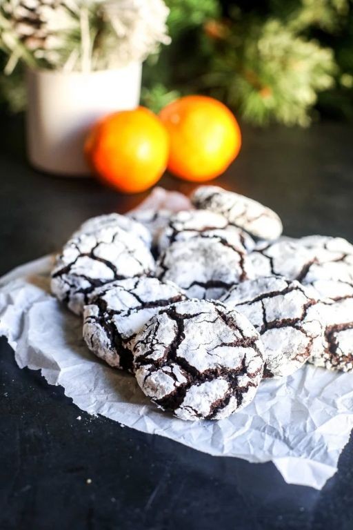 Chocolate Crackle Cookies with Orange Zest