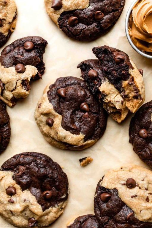 Chocolate Crackle Cookies with Peanut Butter Swirl