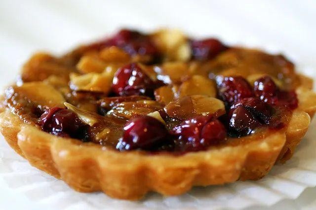 Chocolate Cranberry Tart with Salted Caramel Drizzle