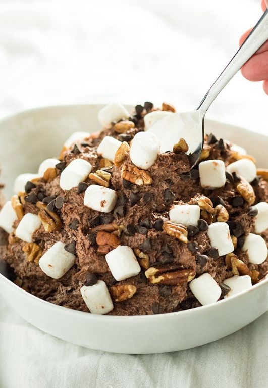 Chocolate Fluff Salad with Mini Chocolate Chips