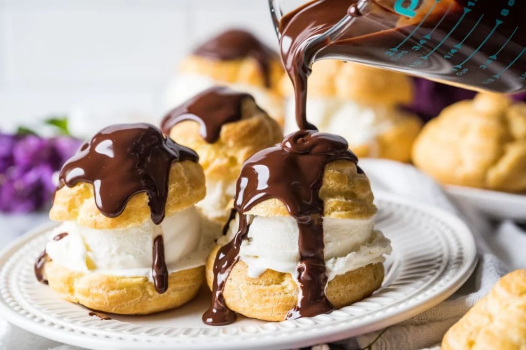 Chocolate Ganache Stuffed Profiteroles