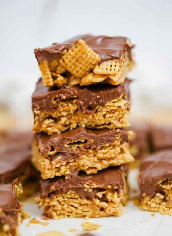 Chocolate Peanut Butter No Bake Snack Mix