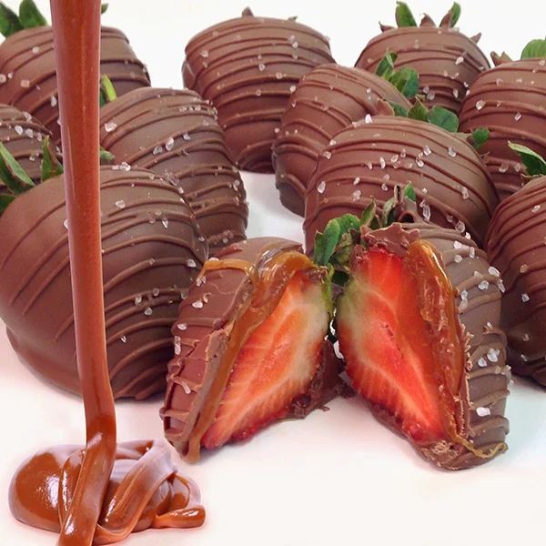 Chocolate and Caramel Drizzled Strawberries
