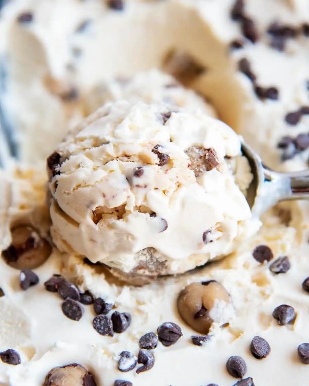 Chocolate chip cookie dough condensed milk ice cream