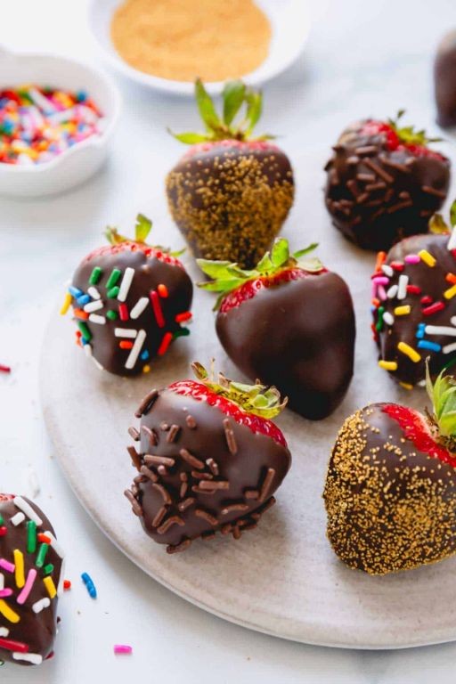 Chocolate-Covered Strawberries with Rainbow Sprinkles