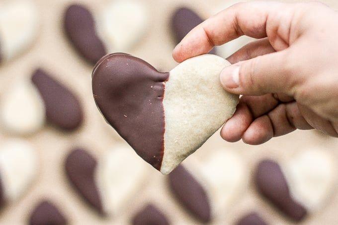 Chocolate-Dipped Shortbread Hearts