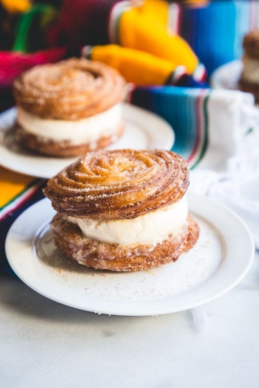 Churro Ice Cream Sandwich with Cinnamon Sugar Coating