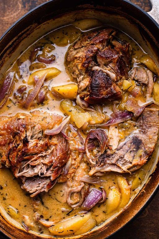 Cider-Braised Slow Cooker Pork Shoulder